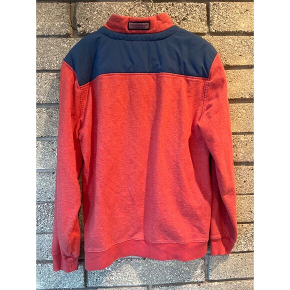 Vineyard Vines Mens Red & Navy Half-Zip Pullover Sweater M Cotton Blend - Picture 6 of 7